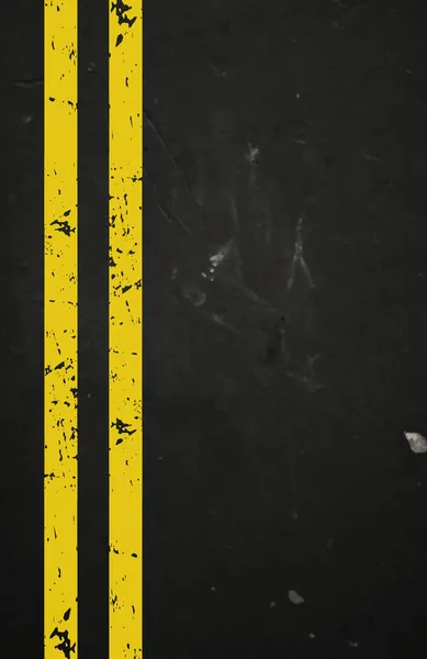 Vector textured asphalt road with cracked yellow marking — Stock Vector