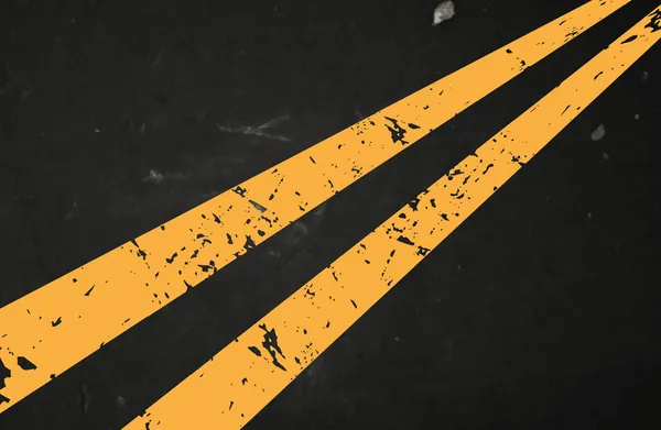Vector getextureerde asfaltweg met gebarsten gele markering — Stockvector