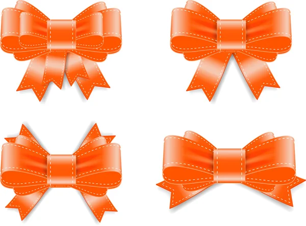 Vector satin ribbon bow knots collection - orange — Stock Vector