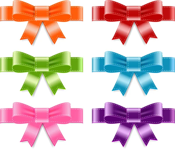 Vector satin ribbon bow knots collection — Stock Vector