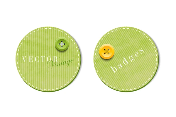 Vintage stijl getextureerde gekleurd papier ronde kartonnen badges met knoppen — Stockvector