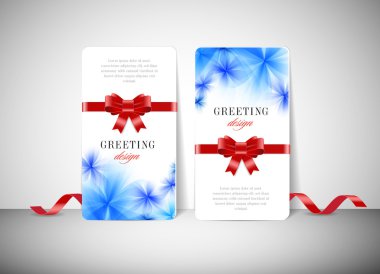 iki şık mavi çiçek arka plan ile tebrik kartları vektör