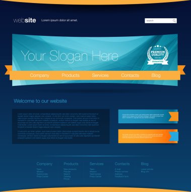 Mavi web sayfası tasarım şablonu