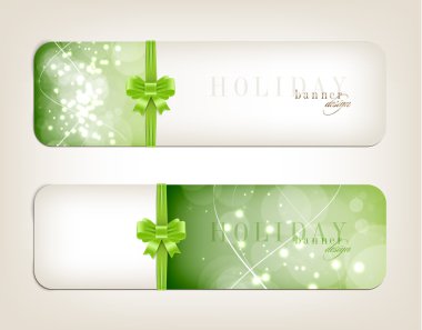 iki vektör yeşil Festival afiş koleksiyonu ile parlak arka plan