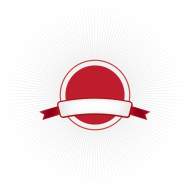 kırmızı yuvarlak vektör promo banner - kurdela ile süslenmiş rozeti