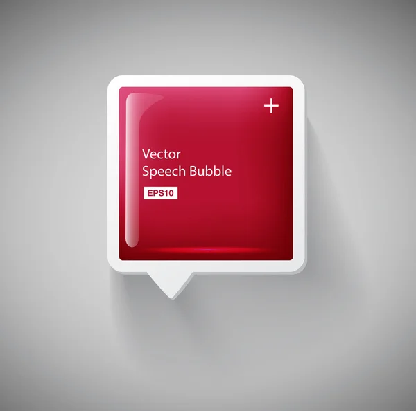 Vecteur rouge brillant carré 3d bulle de parole en plastique — Image vectorielle