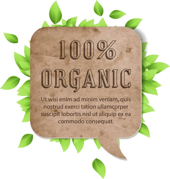 Bannière vectorielle en papier carton vintage avec feuilles vertes fraîches — Image vectorielle
