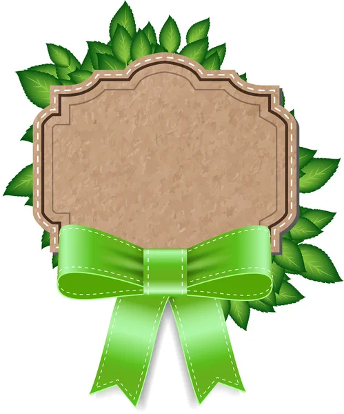 Векторный винтажный стиль этикетки - баннер с зелеными листьями — стоковый вектор