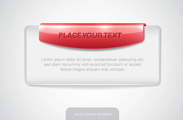 Banner web bianco vettoriale con etichetta rossa lucida — Vettoriale Stock