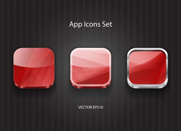 Ensemble d'icônes d'application carré 3d rouge vectoriel — Image vectorielle