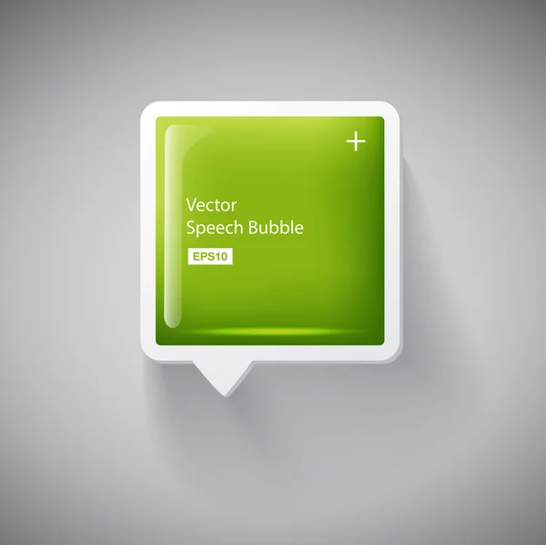 Vector brillante cuadrado verde burbuja de discurso de plástico — Archivo Imágenes Vectoriales