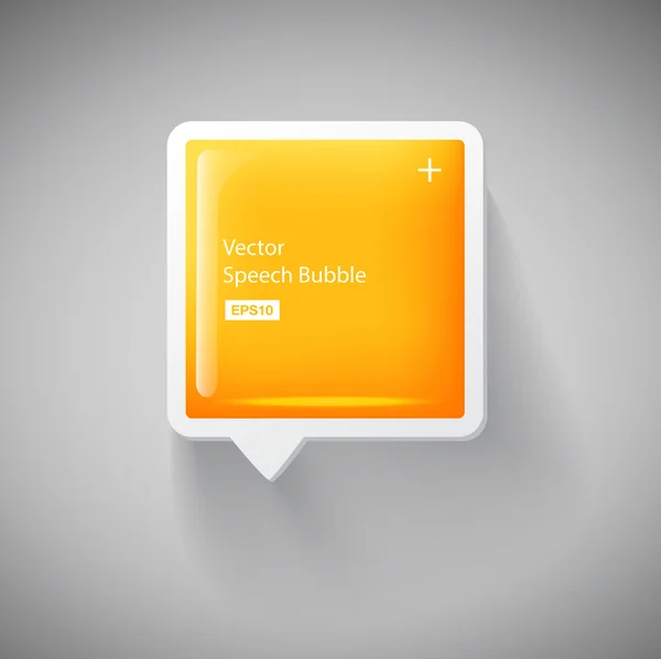 Vector 3d amarillo cuadrado plástico brillante burbuja de habla — Vector de stock