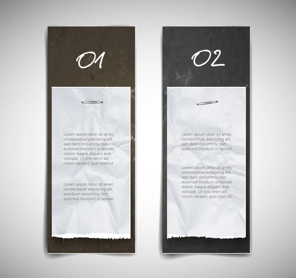 Un ensemble de bannières en carton vectoriel (beige et gris) avec des morceaux de papier déchiré attachés — Image vectorielle