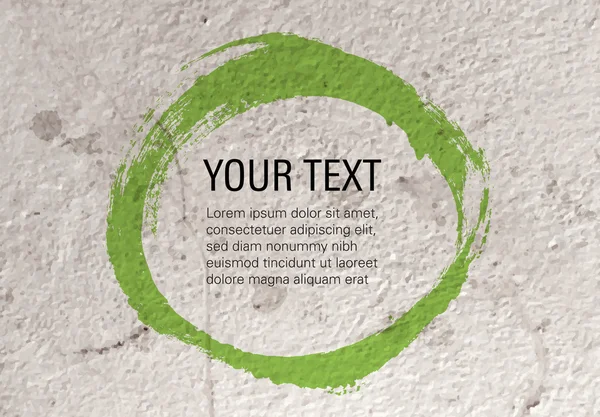 Vektorové grungy pozadí staré betonové zdi s ručně malované zelený kroužek pro text — Stockový vektor