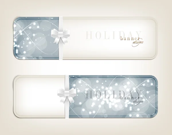 Two gray vector festive banners collection with sparkling background — Stock Vector