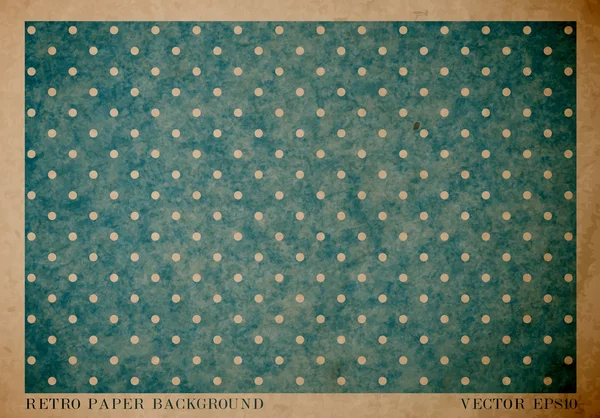 Kağıt kartı yıpranmış mavi noktalı geometrik baskı ile yıpranmış vektör vintage — Stok Vektör