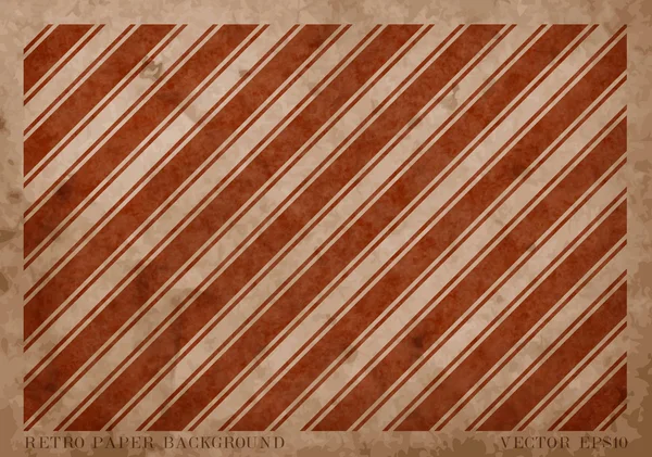 Vector vintage worn out paper card with worn out red striped geometric print — Stock Vector