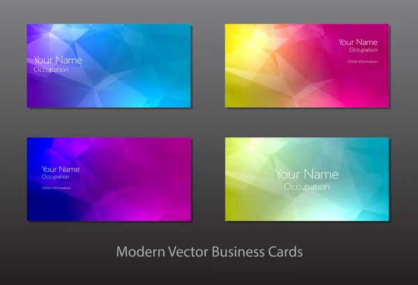 Een set van moderne vector visitekaartjes met veelhoekige achtergrond — Stockvector