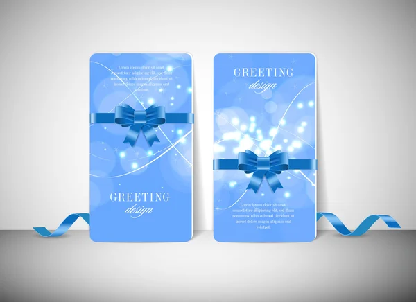 Two vector greeting cards with modern colorful blue glowing background — Stock Vector