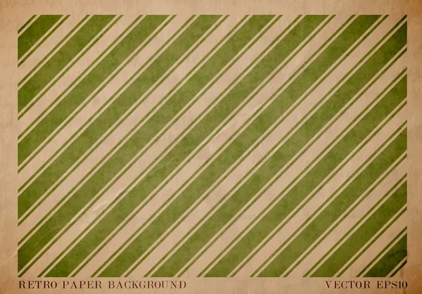 Vector vintage worn out paper card with worn out green striped geometric print — Stock Vector