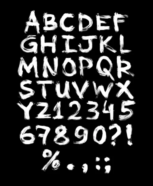 Vetor mão pintado alfabeto grungy - branco —  Vetores de Stock