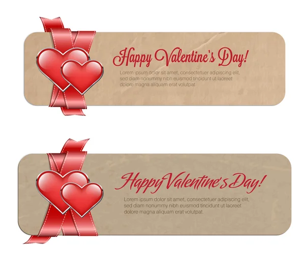 Vector valentine's day paper cardboard banners — Stock Vector