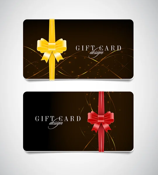 Vector gift card templates with modern dark glowing backgrounds — Stock Vector