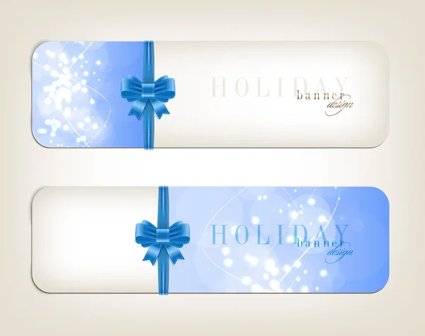 Two blue vector festive banners collection with sparkling background — Stock Vector