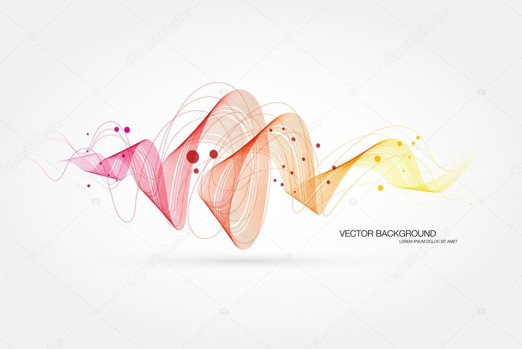 Vector abstract dynamic colorful curly wave background