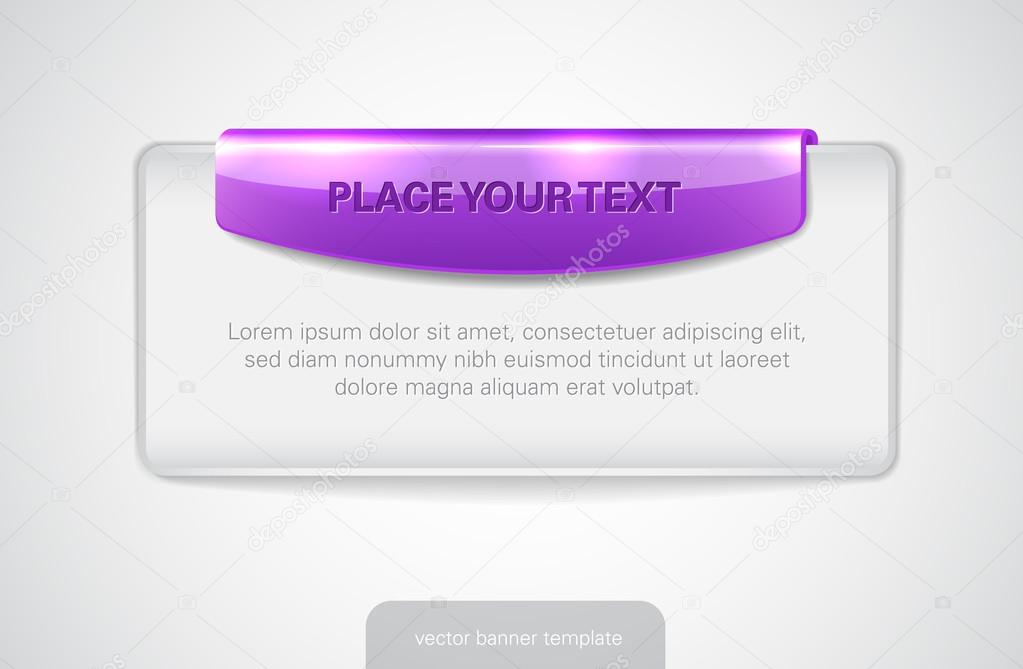 Vector white web banner with glossy purple tag