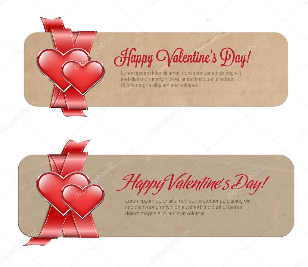 Vector valentine's day paper cardboard banners