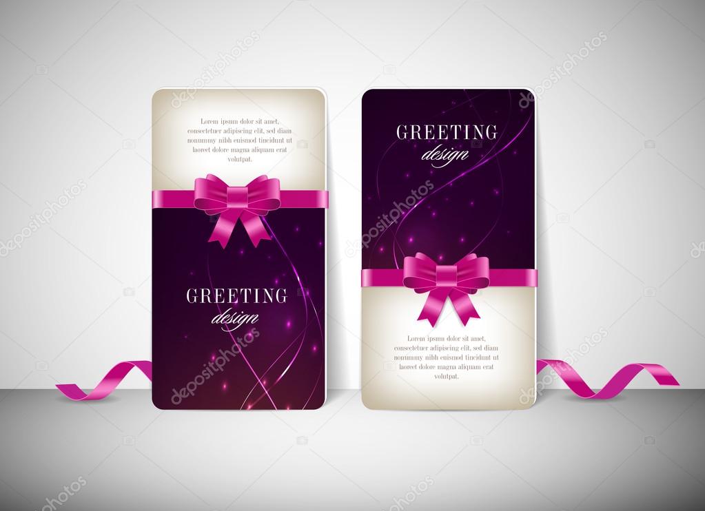 Two vector greeting cards with modern colorful dark glowing background