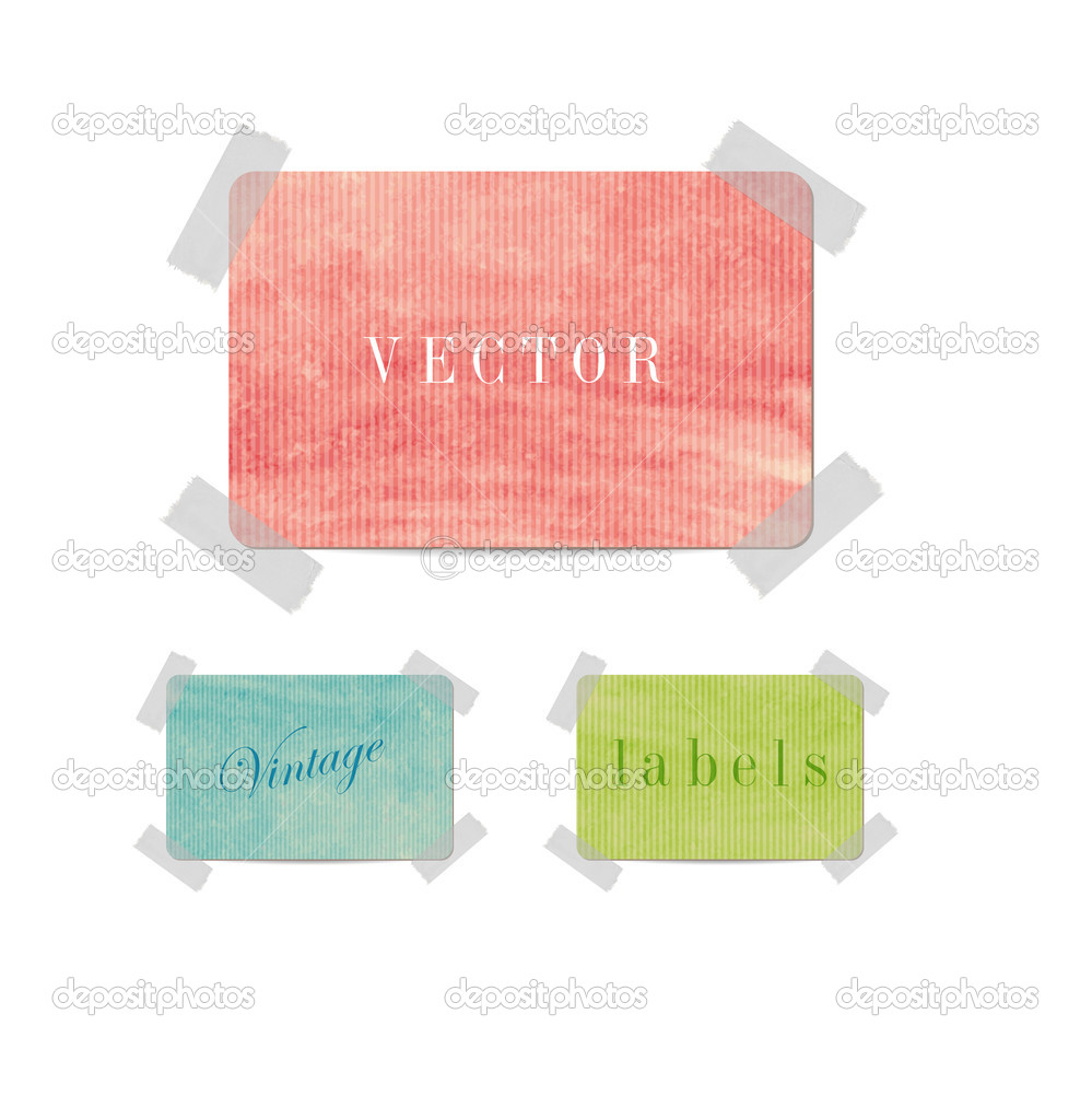 Vector colored paper vintage cardboard banners attached with sticky tape