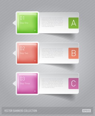 parlak kağıt ilerleme afiş kare plastik konuşma balonu elemanları ile vektör