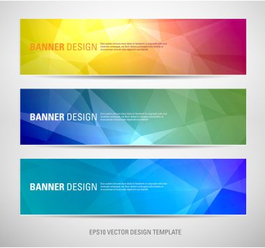 A set of modern vector banners with polygonal background clipart