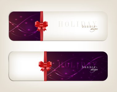 iki festival afiş koleksiyonu ile ipeksi şerit yay knot vektör