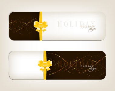 iki festival afiş koleksiyonu sarı ipek kurdele yay knot ile vektör