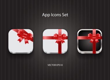 kare app Icons set 3d vektör - hediyeler Tema