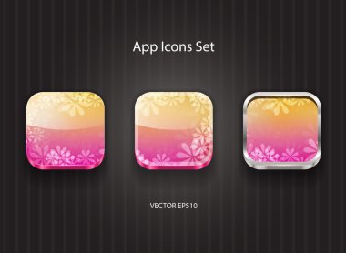 çiçek temalı 3D uygulama simgeler vektör