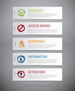 vektör arabirimi iletişim - zımba ile ekli bildirim iletisi kutuları kümesi