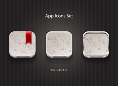 grungy beton doku ile 3D app simgelerin vektör