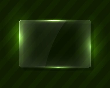 vektör şeffaf cam afiş üzerinde çapraz çizgili arka planı yeşil