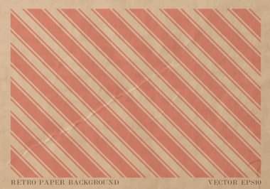 vektör vintage soluk kağıt kartı ile yıpranmış Kırmızı şeritli geometrik Yazdır
