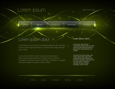vektör yeşil koyu web sitesi tasarım şablonu ile parlak gezinti çubuğu