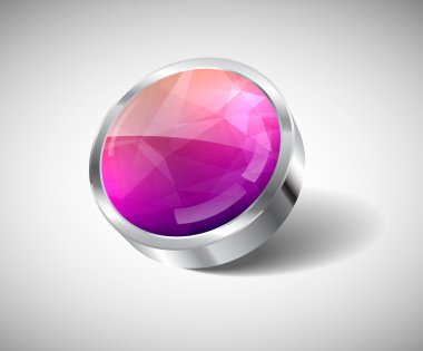 3 boyutlu cam ve Çelik parlak yuvarlak düğme vektör