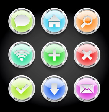 vektör yuvarlak parlak Cam Icons collection