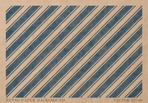 Vector vintage worn out paper card with worn out blue striped geometric print — Stock Vector