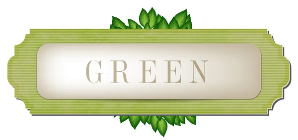 ベクトル ヴィンテージスタイル紙テクスチャのラベル - 緑の葉とバナー — ストックベクタ