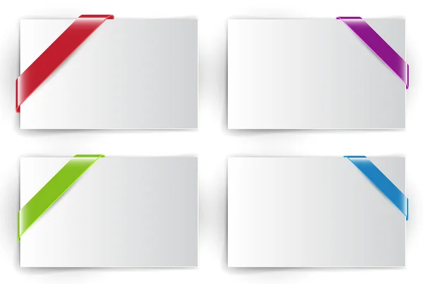 Bandeiras de papel vetorial com etiquetas de canto — Vetor de Stock
