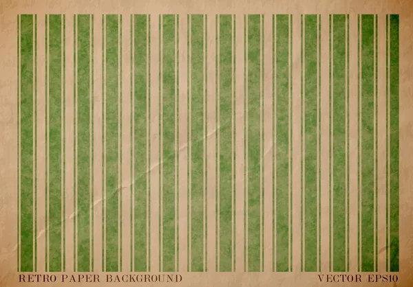 ベクトル ヴィンテージ着け緑ストライプ幾何学的なプリントで紙カードを着用 — ストックベクタ